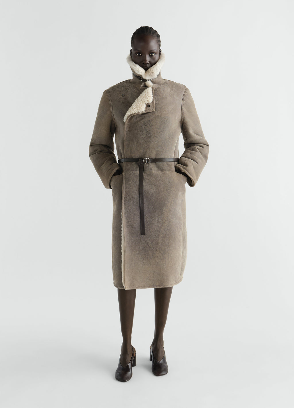 SHEARLING COAT IN NATURAL LAMB SHEARLING