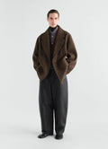 SHORT DOUBLE-BREASTED COAT IN FELTED WOOL ALPACA