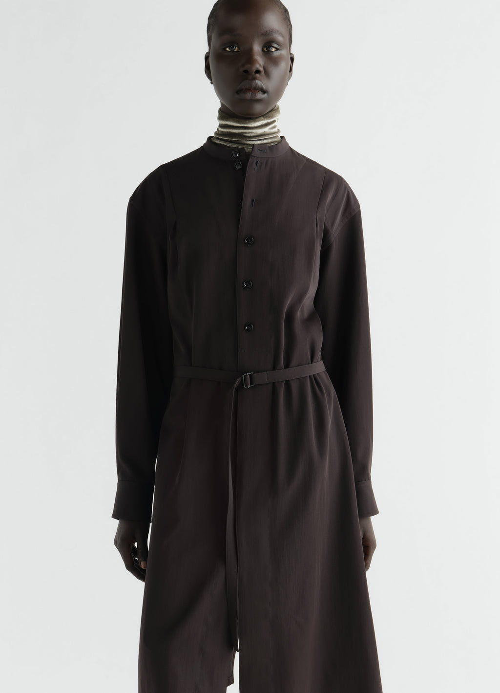 BELTED DRESS IN WOOL GABARDINE