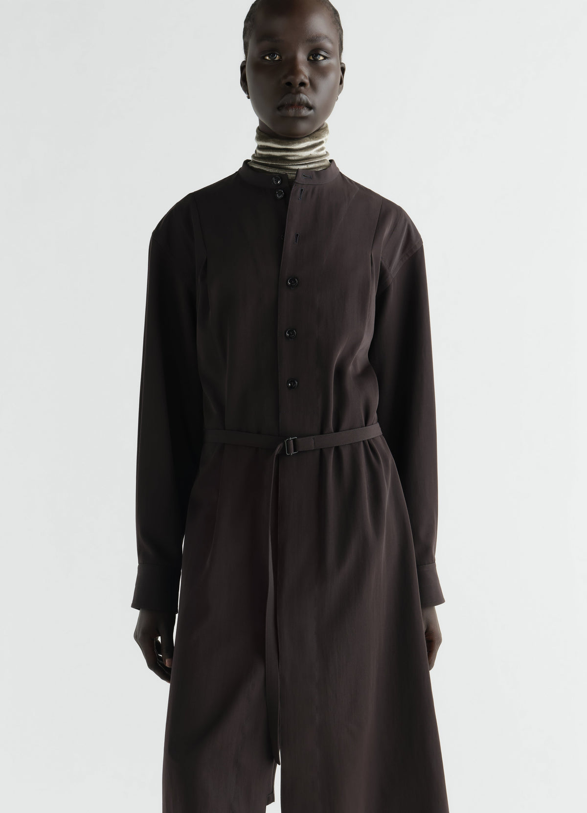 BELTED DRESS IN WOOL GABARDINE