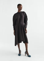 MIDI DRESS IN SILK VISCOSE TOILE