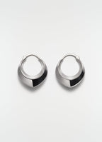 DROP EDGE HOOPS IN RHODIUM SILVER