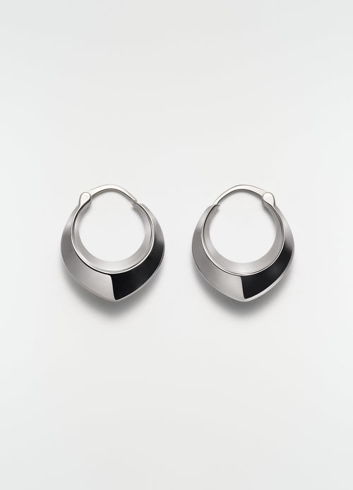DROP EDGE HOOPS IN RHODIUM SILVER