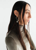 GLASS BLOWN SINGLE HOOP IN RHODIUM SILVER