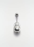 GLASS BLOWN SINGLE PENDANT EARRING IN RHODIUM SILVER