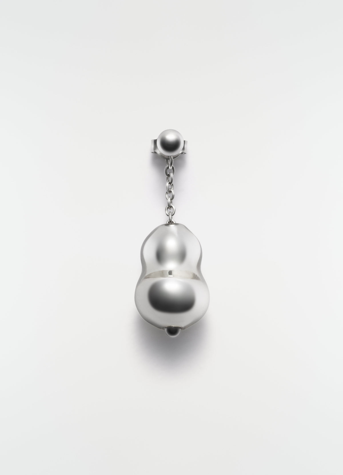 GLASS BLOWN SINGLE PENDANT EARRING IN RHODIUM SILVER