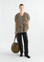 FRINGED TOP IN FLASHBACK DRY SILK