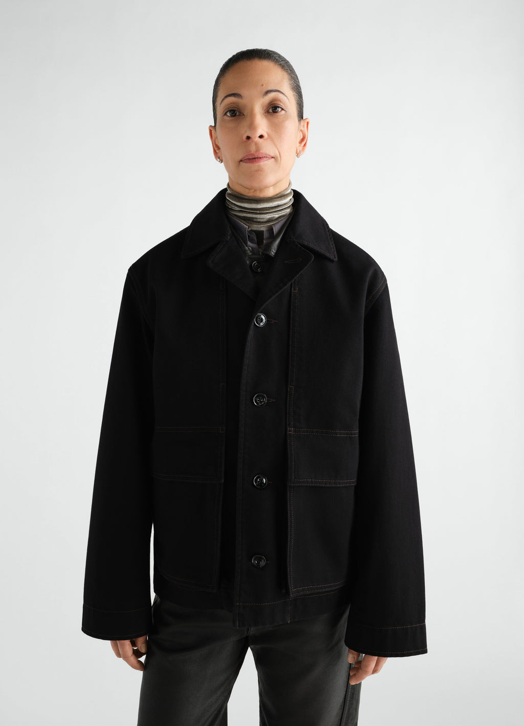 BOXY JACKET IN BLACK DENIM