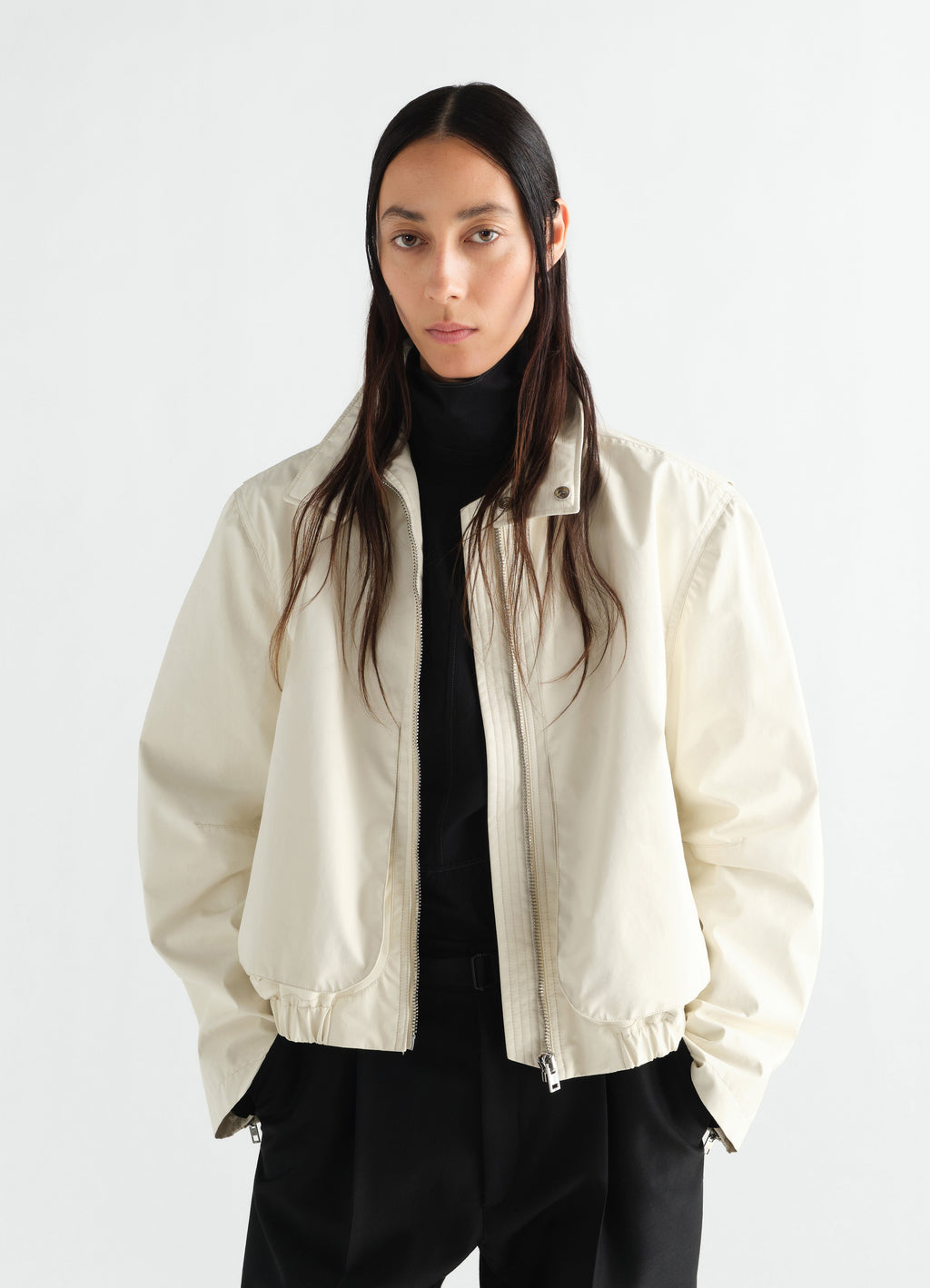ZIPPED BLOUSON IN WATERPROOF COTTON