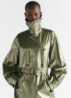 TRENCH COAT IN WATER-REPELLENT SHINY COATED LINEN