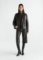 TRUCKER LEATHER JACKET IN GLOSSY COW LEATHER