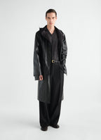 LONG RAINCOAT IN RUBBERIZED COTTON LINEN