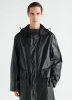 LONG RAINCOAT IN RUBBERIZED COTTON LINEN