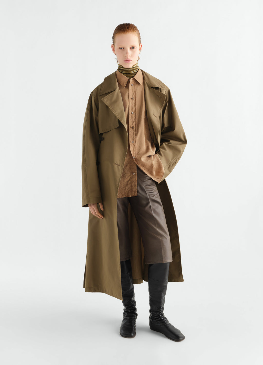 LIGHT TRENCH COAT IN WATER REPELLENT COTTON GABARDINE