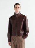 LEATHER HARRINGTON BLOUSON IN GLOSSY COW LEATHER