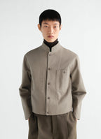 STAND COLLAR JACKET IN HEAVY COTTON TWILL