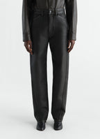 FIVE POCKETS TWISTED PANTS IN COATED DENIM