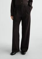 LARGE PLEATED PANTS IN WOOL GABARDINE