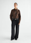 LARGE PLEATED PANTS IN WOOL MOHAIR TOILE
