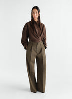 LARGE PLEATED PANTS IN WOOL MOHAIR TOILE