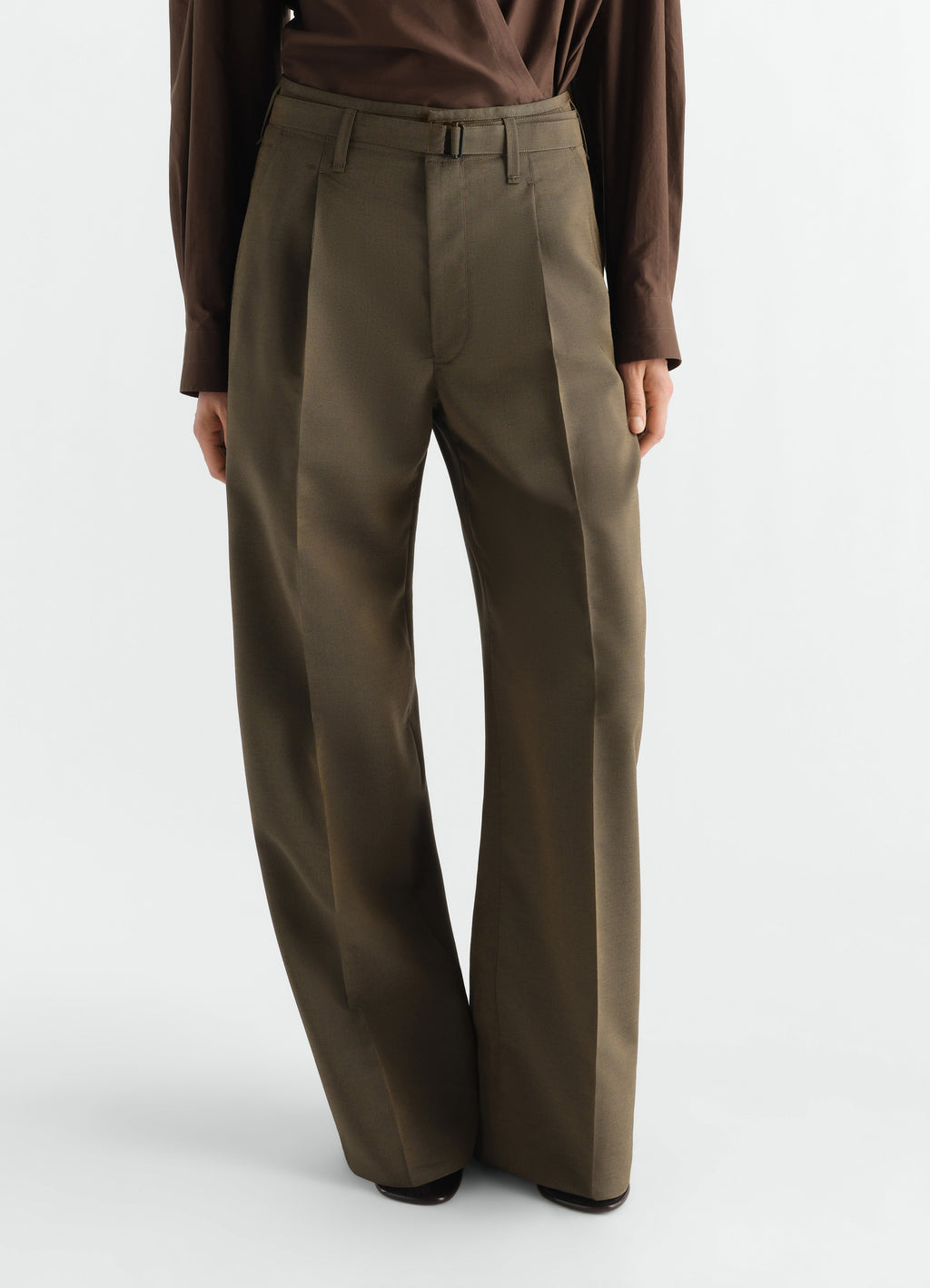 LARGE PLEATED PANTS IN WOOL MOHAIR TOILE