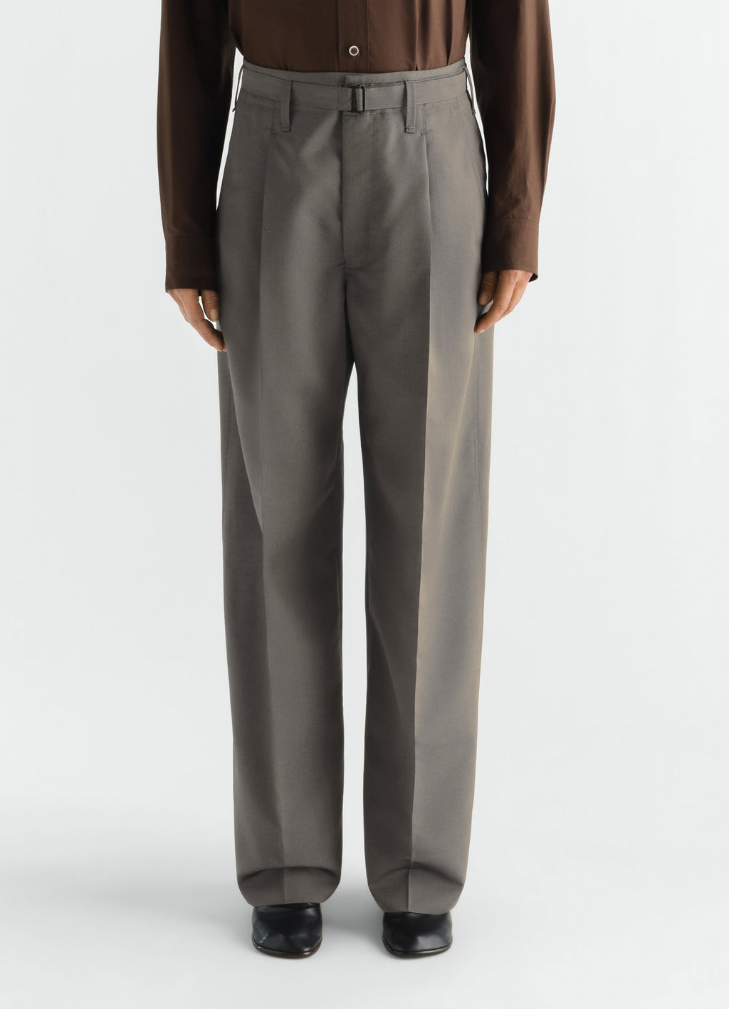 LARGE PLEATED PANTS IN WOOL MOHAIR TOILE