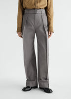 CURVED PANTS IN COTTON TWILL BLEND