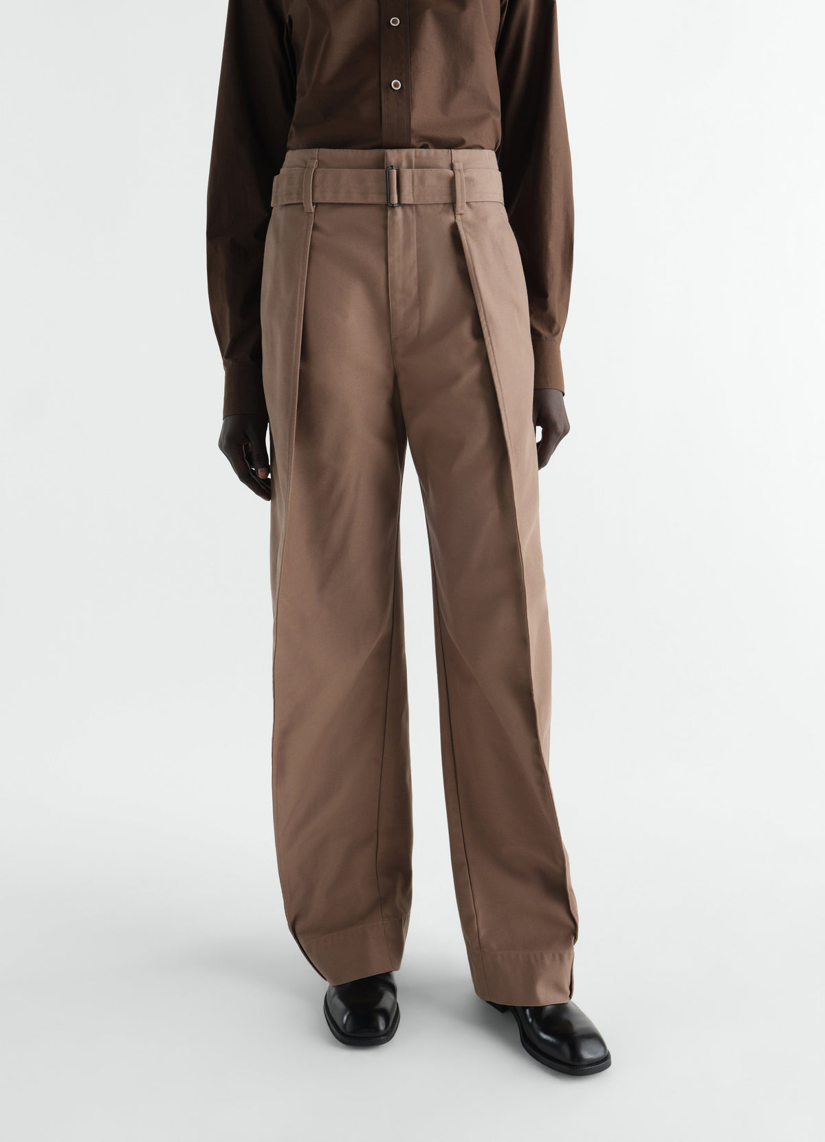 CURVED PANTS IN COTTON TWILL BLEND