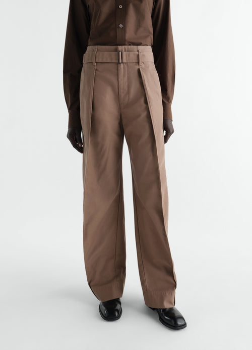 CURVED PANTS IN COTTON TWILL BLEND