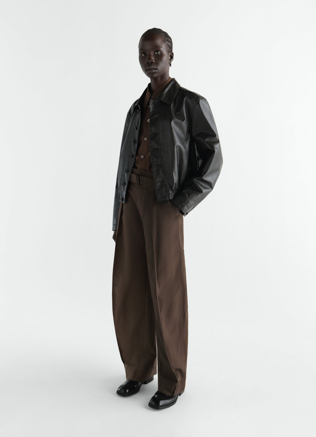 CURVED PANTS IN COTTON TWILL BLEND