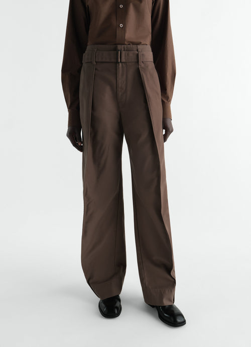 CURVED PANTS IN COTTON TWILL BLEND