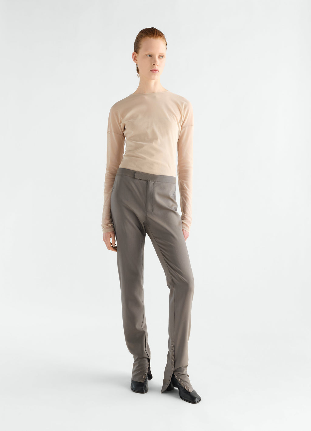 TAILORED GAITER PANTS IN WOOL MOHAIR TOILE