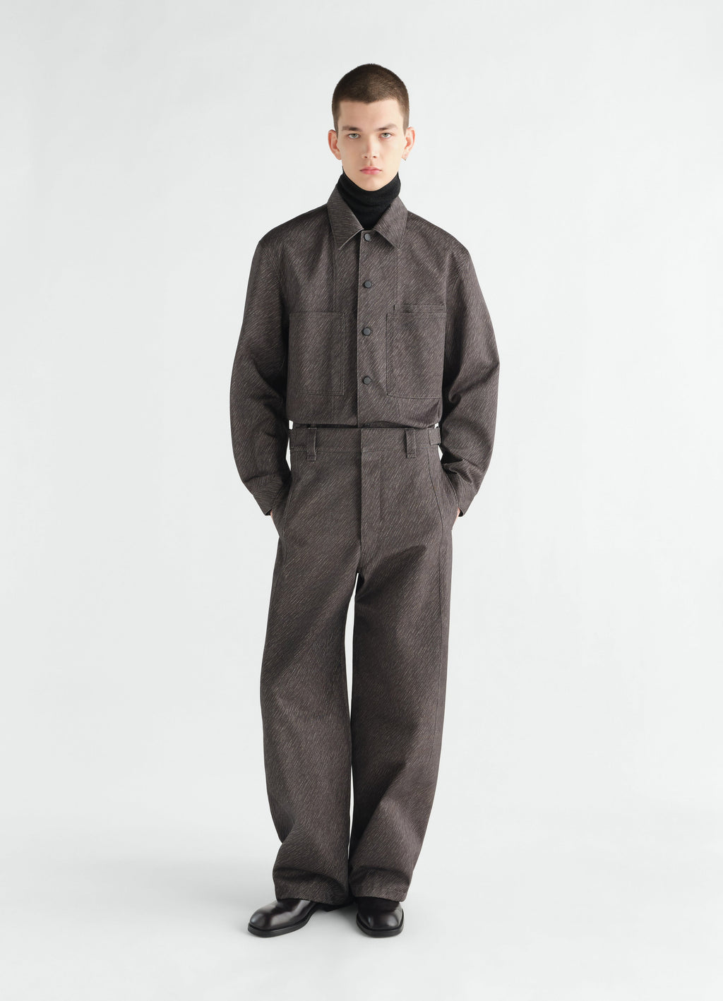 PRINTED MAXI PANTS IN DIAGONAL PRINTED COTTON