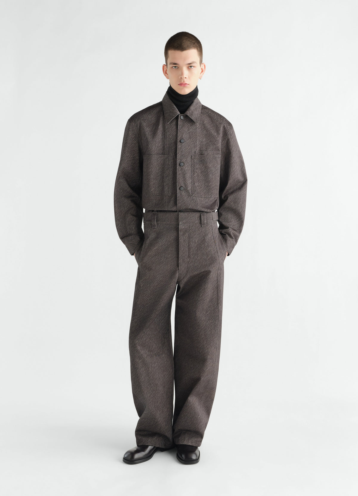 PRINTED MAXI PANTS IN DIAGONAL PRINTED COTTON