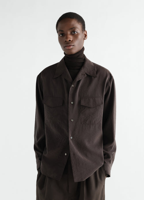 CONVERTIBLE COLLAR SHIRT IN DRY SILK