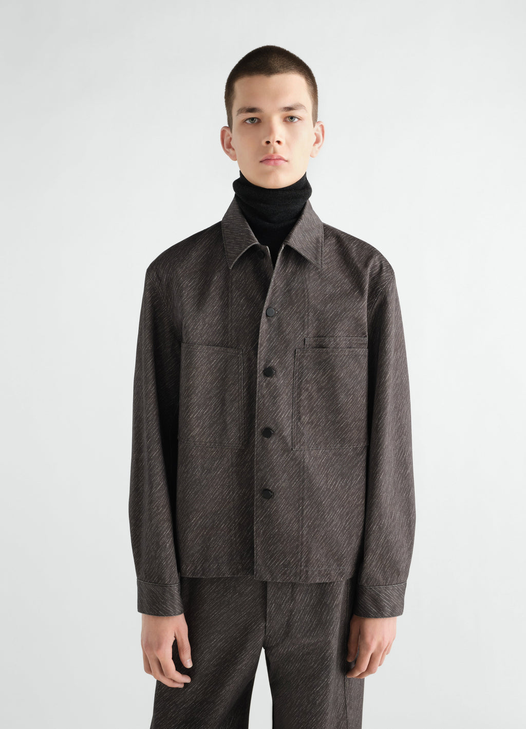 PRINTED WORKWEAR OVERSHIRT IN DIAGONAL PRINTED COTTON