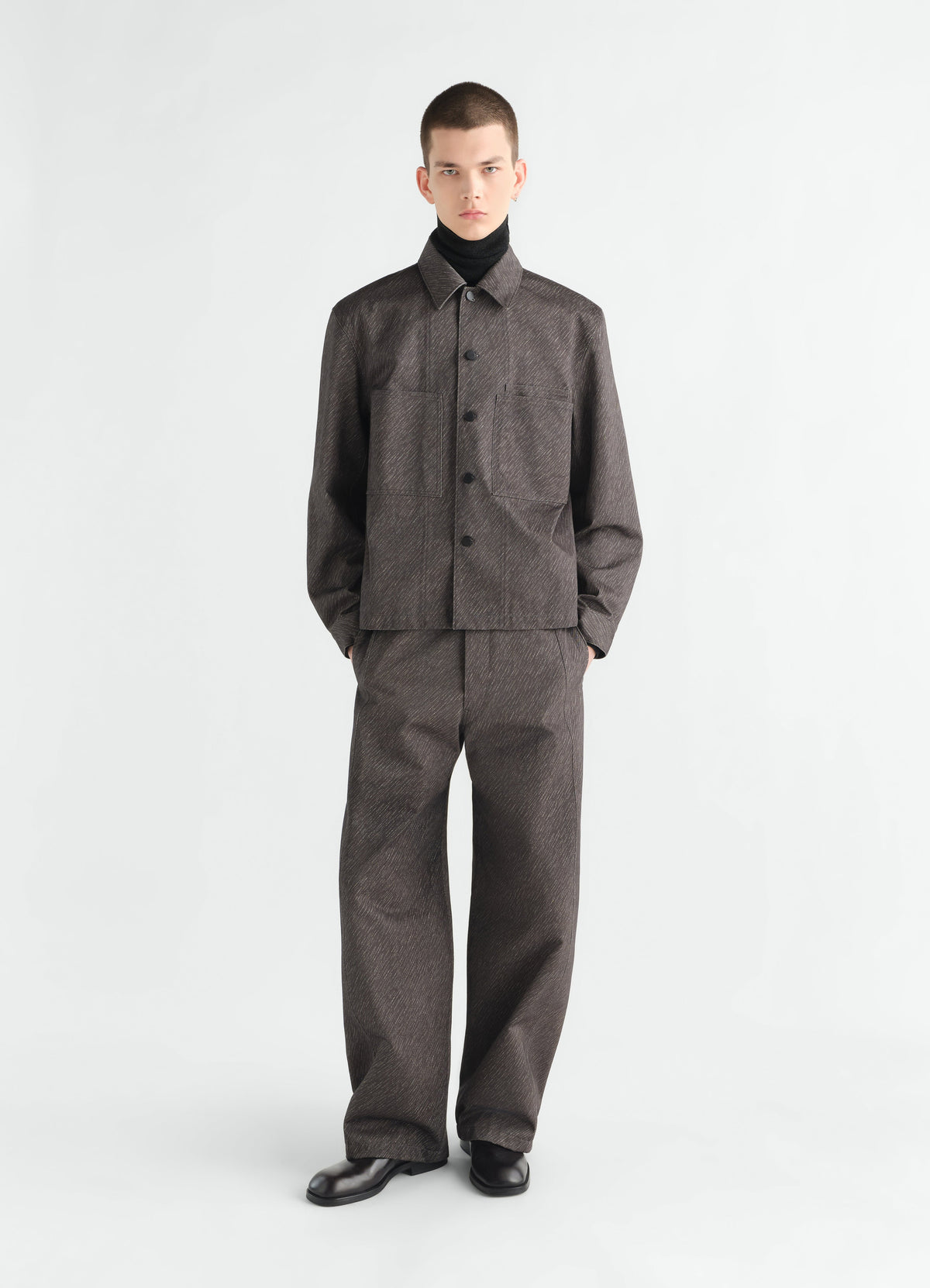 PRINTED WORKWEAR OVERSHIRT IN DIAGONAL PRINTED COTTON