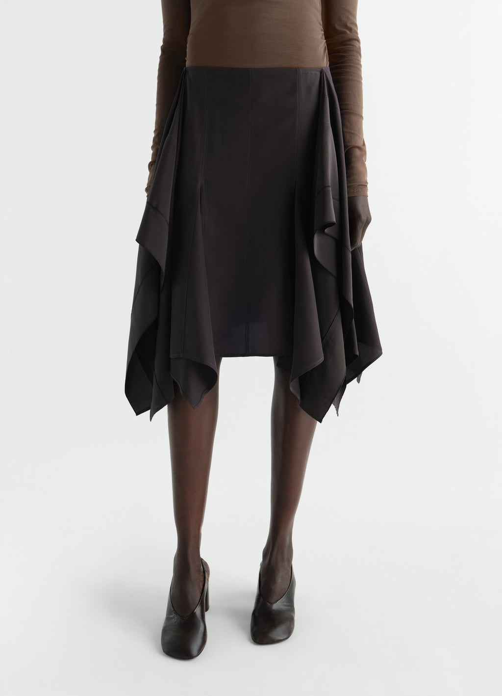 PANELED SKIRT IN SILK VISCOSE TOILE