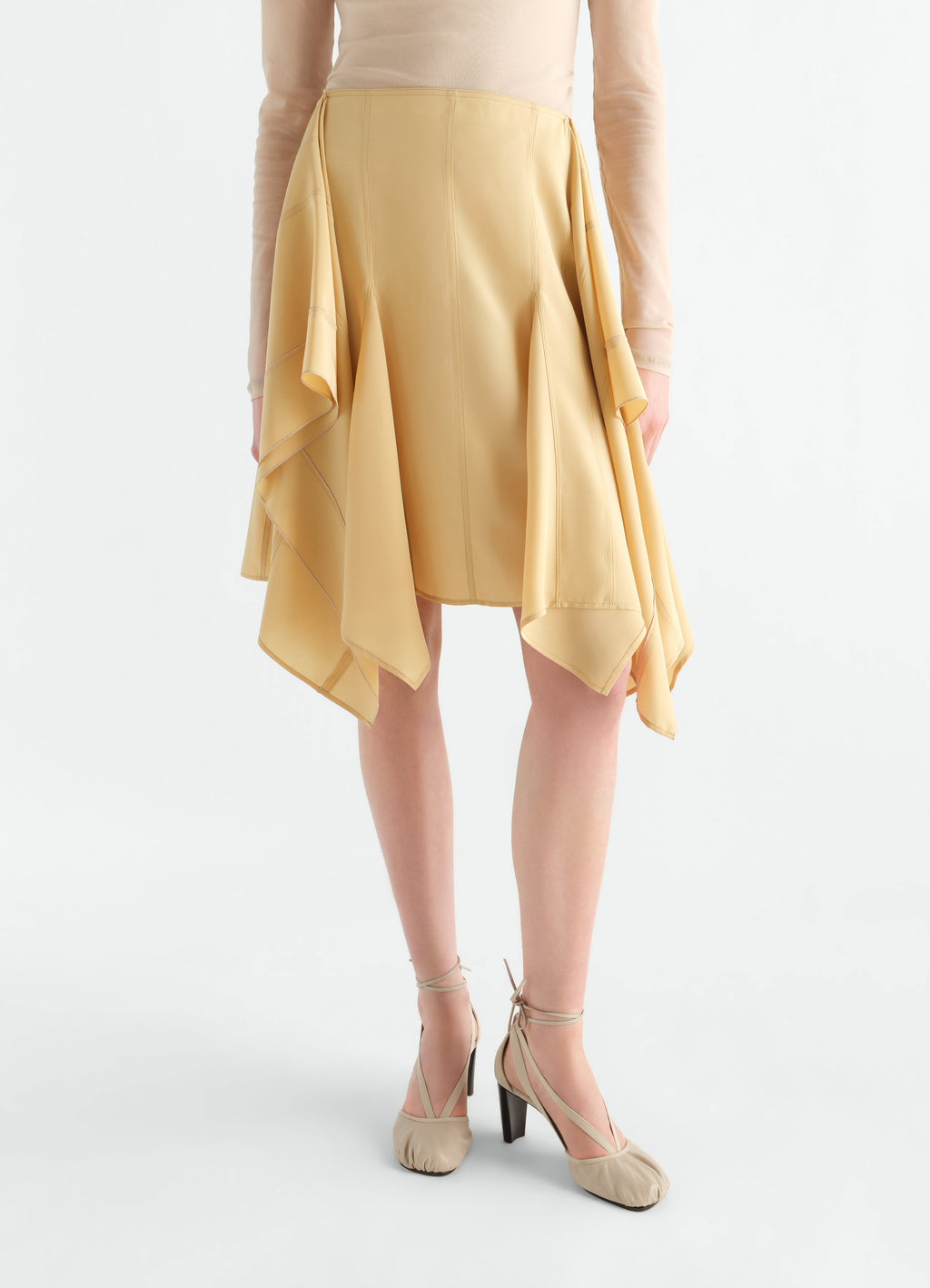 PANELED SKIRT IN SILK VISCOSE TOILE