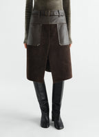 LEATHER SKIRT IN BRUSHED COW SUEDE