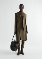 PLEATED SKIRT IN WOOL MOHAIR TOILE