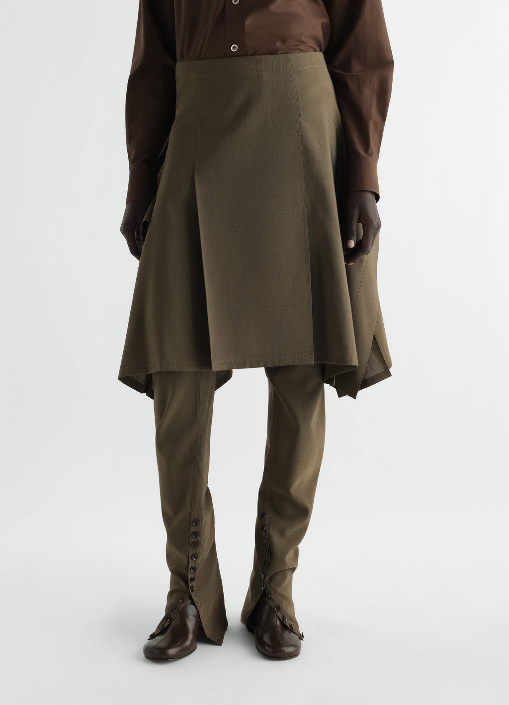 PLEATED SKIRT IN WOOL MOHAIR TOILE
