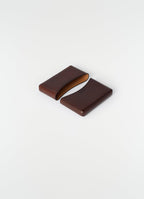 MOLDED CARD HOLDER IN PATINA COWSKIN LEATHER