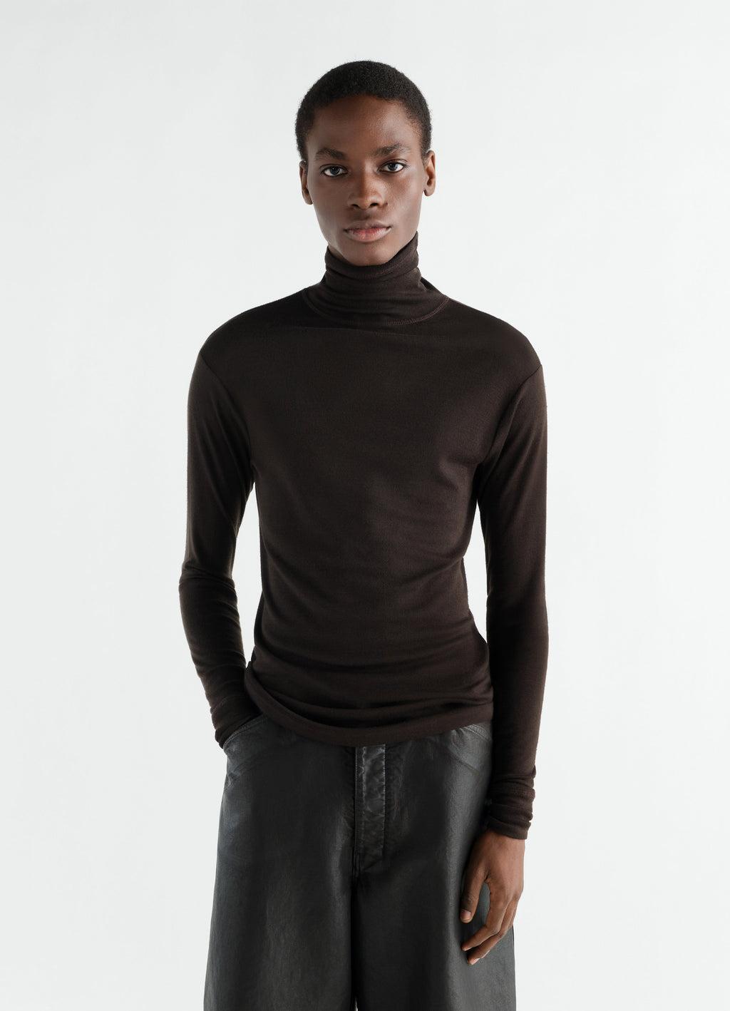 TURTLENECK TOP IN WOOL SILK JERSEY