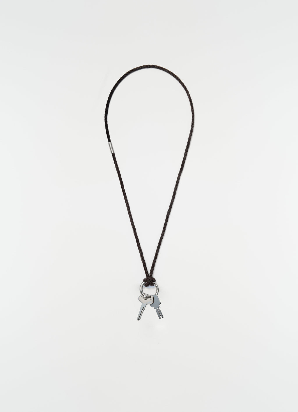 BRAIDED LEATHER KEYRING NECKLACE IN RECYCLED LEATHER CORD