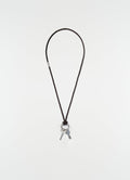 BRAIDED LEATHER KEYRING NECKLACE IN RECYCLED LEATHER CORD