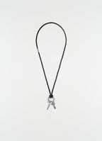 BRAIDED LEATHER KEYRING NECKLACE IN RECYCLED LEATHER CORD